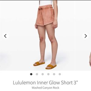 Lululemon Inner Glow Short 3” in washed canyon rock